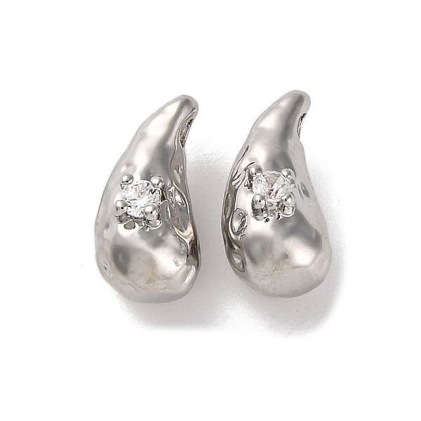 Brass Micro Pave Clear Cubic Zirconia Beads