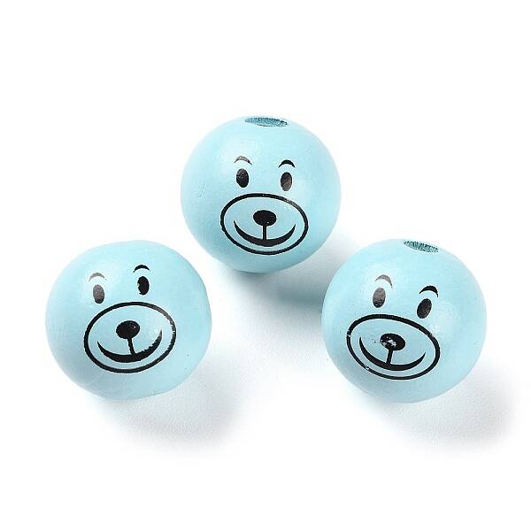 Spray Painted Natural Wood European Beads