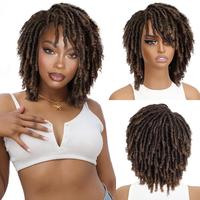 Ourwigs Dreadlock Wig Short Twist Wigs for Black Women and Men Afro Curly Synthetic Wig Faux Locs Braided Crochet Hair Wig