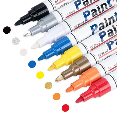 8 Color Paint Markers (8pcs), Waterproof Oil-based Permanent Markers, Paint Marker Pens, Multipurpose Paint Marker Pen For D...