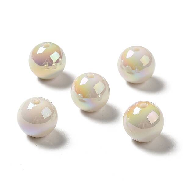 UV Plating Opaque Rainbow Iridescent Acrylic Beads