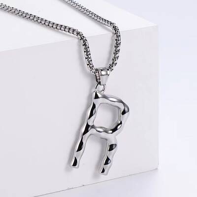 3Pcs Stainless Steel Textured Letter Pendants