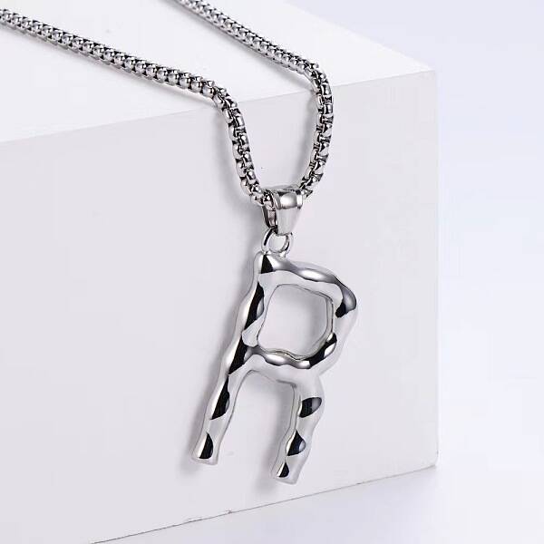 3Pcs Stainless Steel Textured Letter Pendants