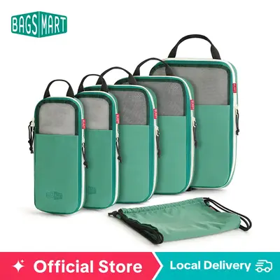 BAGSMART Blast 6PCS Compression Travel Packing Cubes – Travel Organizer Set for Suitcases, Compresses to Maximize Space, Id...