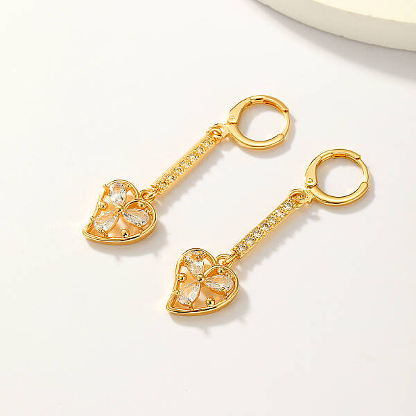 Fashionable Classic Brass Heart Tassel Hoop Earrings