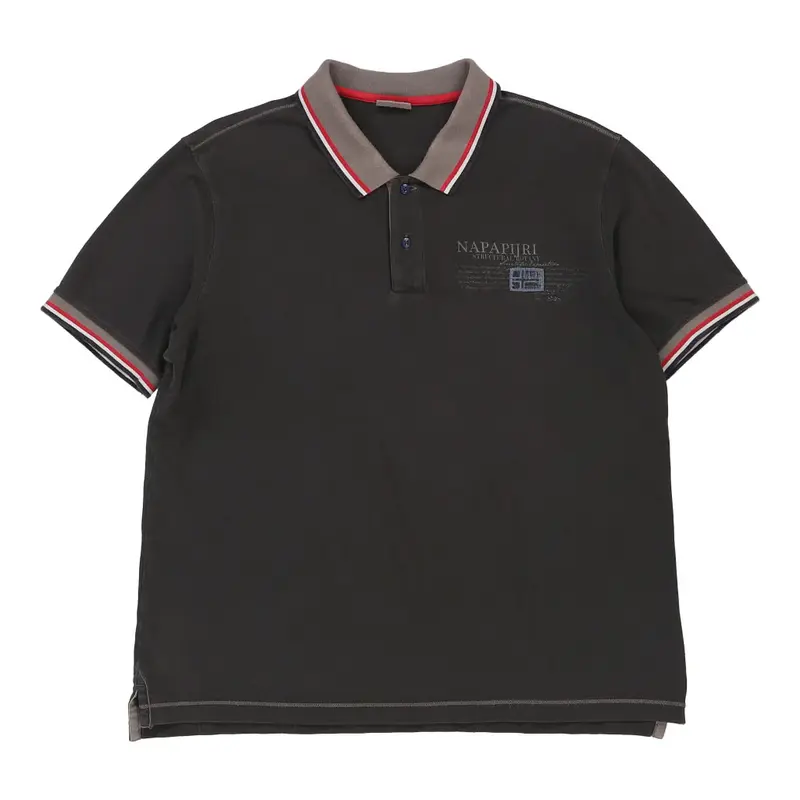 Napapijri Polo Shirt - 2XL Grey Cotton