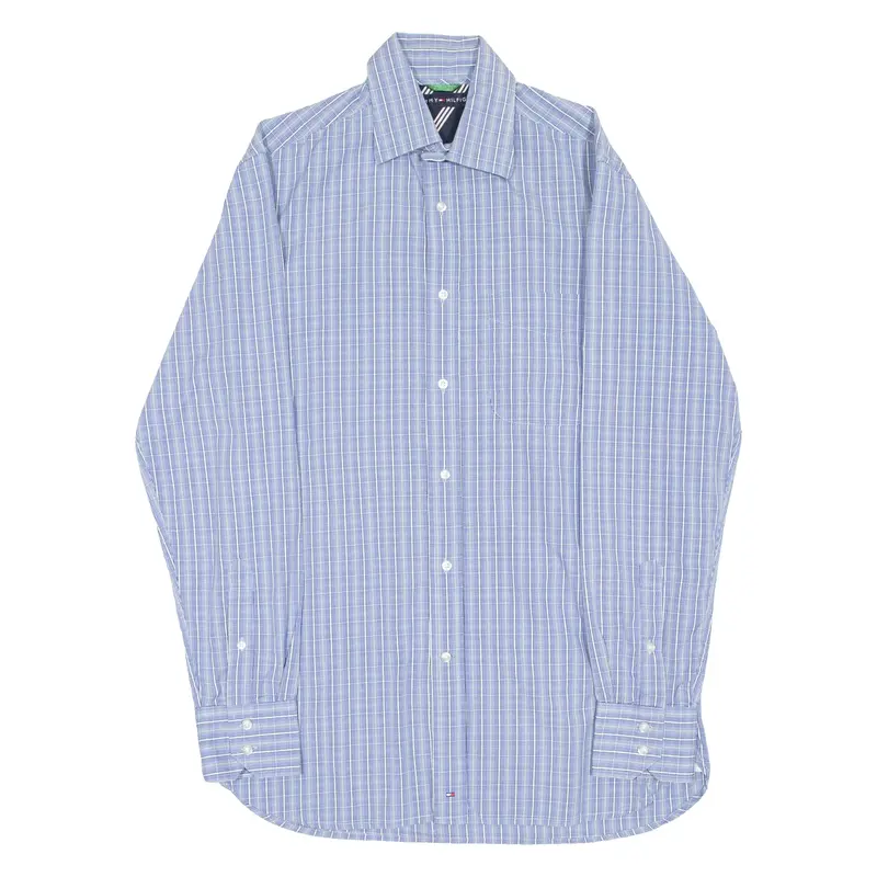 TOMMY HILFIGER Mens Shirt Blue Check Long Sleeve S