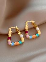 Colorful Hoop Earrings, Fashionable Jewelry for Women, Trendy All-match & Exquisite Jewelry for Birthday Gift