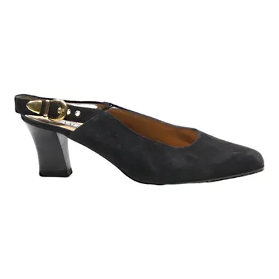 VALBRENTA Slingback Heels Black Leather Womens UK 4