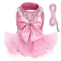Glitter Bowknot Design Pet Vest & Leash Set, 1 Set Cute Bowknot Decor Pet Harness & Lead, Pet Collar Supplies for Small Mediu...