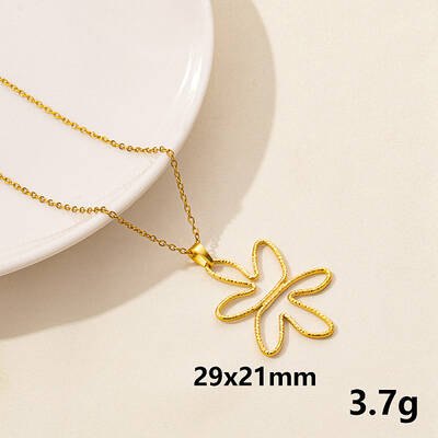 304 Stainless Steel Flower Pendant Necklaces