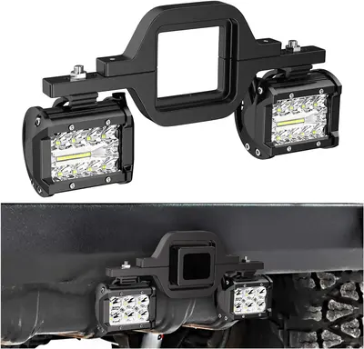 Nilight 2 Pcs 4 Inch 60W Led Pods with 2 Inch Tow Hitch Mounting Brackets Backup Reverse Lights Rear Light Bar for Pickup ATV...