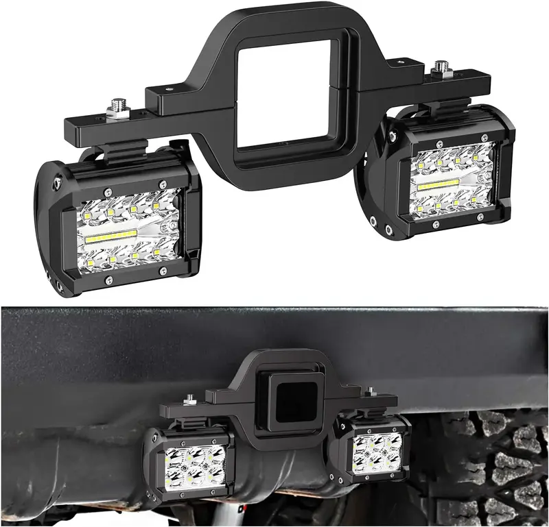 Nilight 2 Pcs 4 Inch 60W Led Pods with 2 Inch Tow Hitch Mounting Brackets Backup Reverse Lights Rear Light Bar for Pickup ATV...