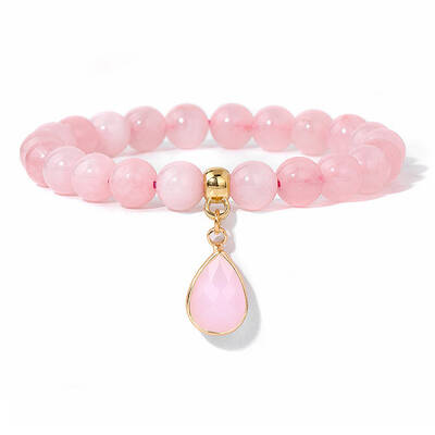 Natural Rose Quartz Beaded Stretch Bracelets