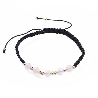 Adjustable Natural Rose Quartz Braided Bead Bracelets