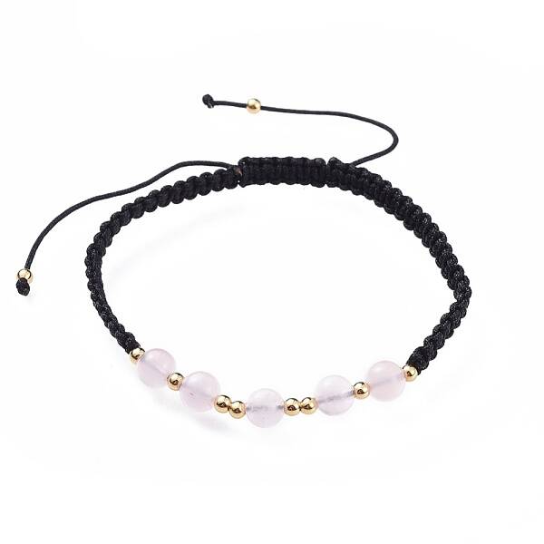 Adjustable Natural Rose Quartz Braided Bead Bracelets
