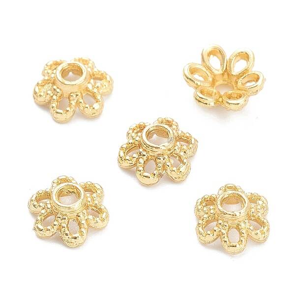 Rack Plating Alloy Flower Bead Caps