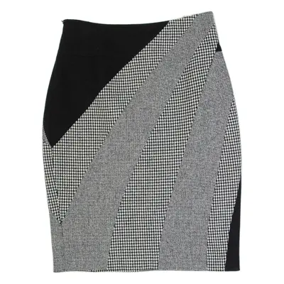 KAREN MILLEN Womens Pencil Skirt Black Knee Length Wool Houndstooth UK 10