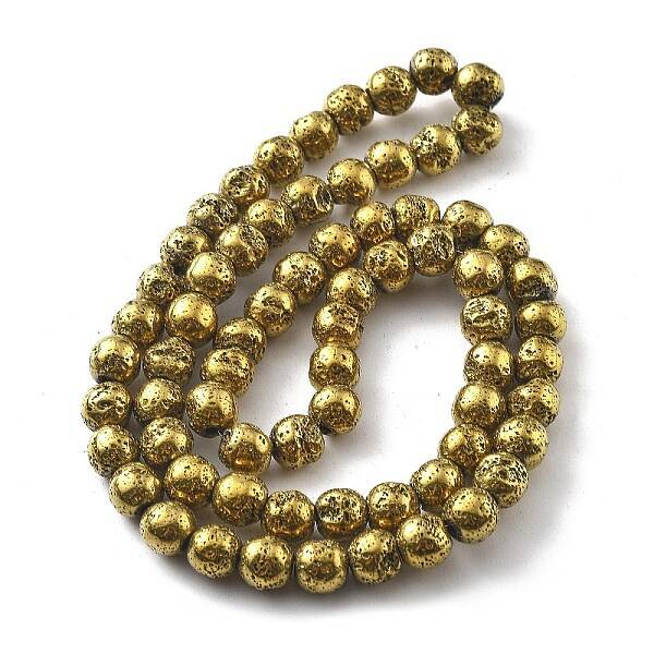 Electroplated Natural Lava Rock Beads Strands