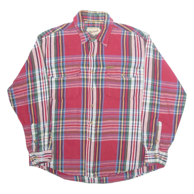 WOOLRICH Mens Flannel Shirt Red Plaid Long Sleeve XL