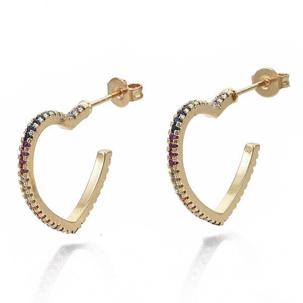 Brass Micro Pave Colorful Cubic Zirconia Stud Earrings