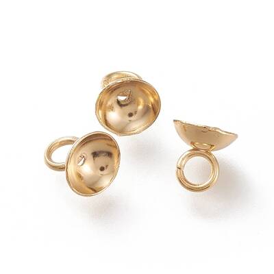201 Stainless Steel Bead Cap Pendant Bails