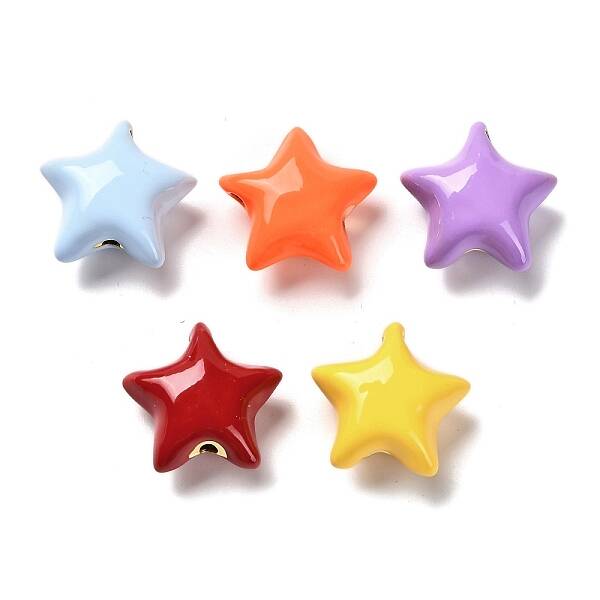 Star Brass Enamel Beads
