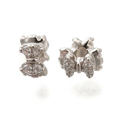 925 Sterling Silver Micro Pave Clear Cubic Zirconia Beads