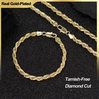 Holylegend 14K Gold-Plated Rope, Cuban, Figaro Set, 24\