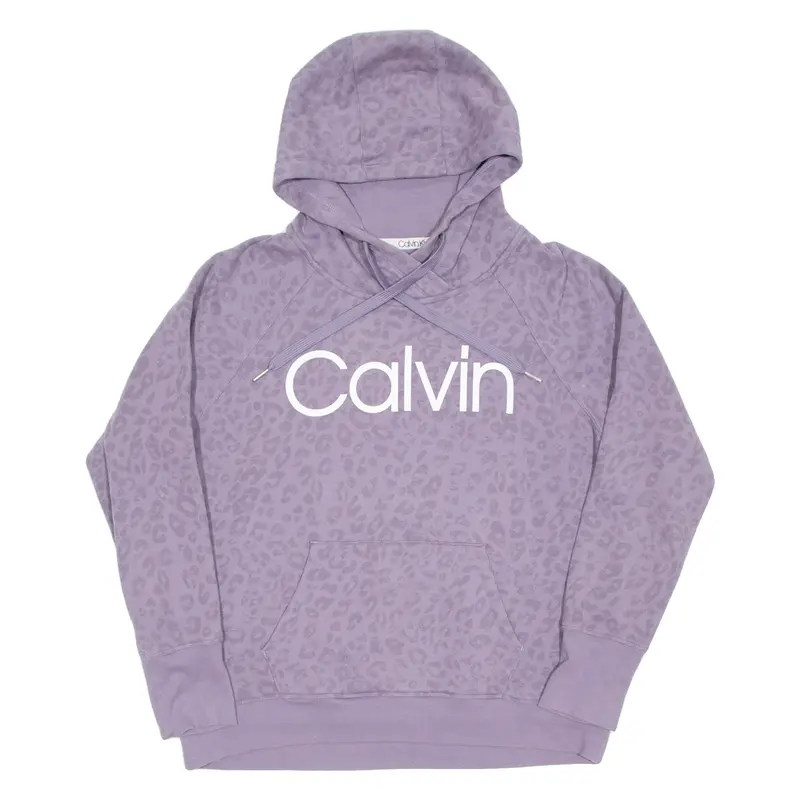 CALVIN KLEIN Womens Purple Hoodie Pullover L