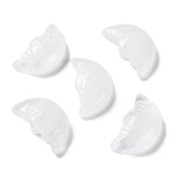 Natural Quartz Crystal Carved Healing Moon with Human Face Figurines