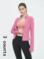 Women's Thumb Holes Solid Zip Up Mock Neck Spring Sports Jacket, Back To School Outfits, Fashion Long Sleeve Sports Outerwear...