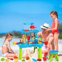 Water Toys,Water and Sand Table for Kids Ages 4-8,Sand Water Table for Age 3-5, 3-Tier Sesory Sets with Umbrella for Summer O...