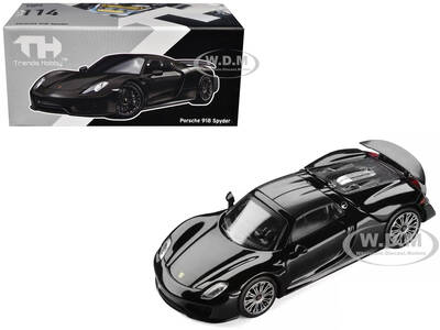 Porsche 918 Spyder Black with Carbon Top 1/64 Diecast Model Car by Trends Hobby