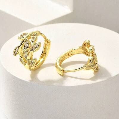 Brass Clear Cubic Zirconia Hoop Earrings