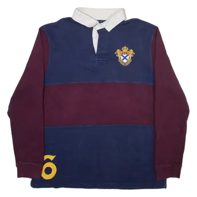 POLO RALPH LAUREN Custom Fit Mens Polo Shirt Maroon Striped Long Sleeve 2XL