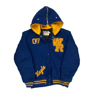 Wr Delong College Varsity Jacket - Large Blue Wool Blend