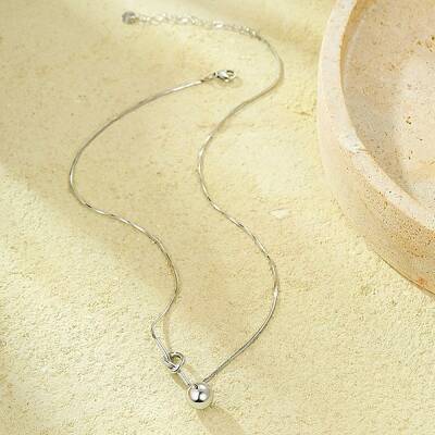 304 Stainless Steel Round Ball Knot Pendant Necklaces for Women
