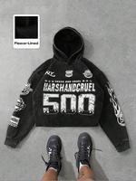 Unisex Men's Letter Print Short Sleeve Hoodie, Regular Fit Casual Street Soft Comfy Hooded Sweatshirt for Daily Wear, Men's C...