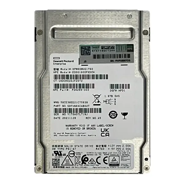KIOXIA KPM6XMUG1T60 | PM6-M Series 1.6TB TLC SAS 24Gbps Write Intensive (SIE) 2.5-Inch Internal Solid State Drive