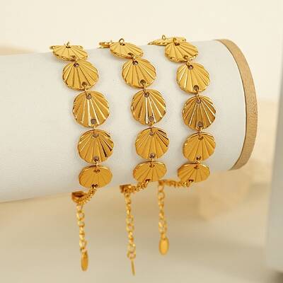 304 Stainless Steel Shell Shape Link Chain Bracelets for Women