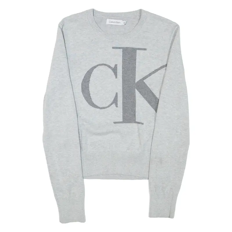 CALVIN KLEIN Womens Jumper Grey Tight Knit S