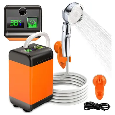 Portable Shower Set, 1 Set USB Powered Smart Digital Display Electric Shower with Handheld Shower Head, Suitable for Beach Fi...