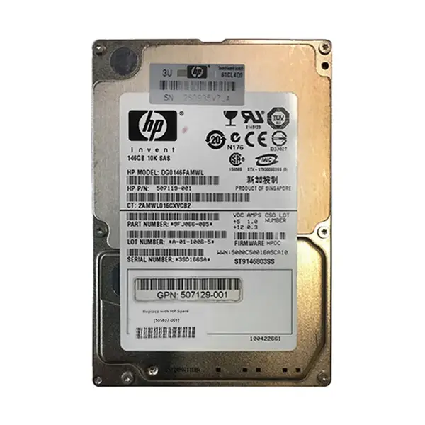 505607-001 HP 146GB 3Gb/s SAS 10000 2.5-inch 16MB Hard Drive
