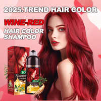 toae 3 in 1 Hair Dye Shampoo,wine-red hairdye，Herbal Ingredients,Contains Ginseng Extract,Can cover gray hairs,Natural Hair...