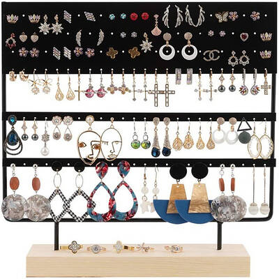 Triple Levels Rectangle Iron Earring Display Stand