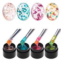 Flower Fairy Gel Nail Polish Set, 4 Counts/set Transparent Background Natural Dried Flowers, Soak Off UV/LED Floral UV Painti...
