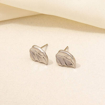 Non-Tarnish 304 Stainless Steel Leaf Stud Earrings for Women