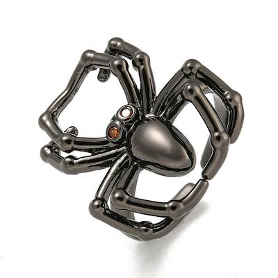 Rack Plating Brass Micro Pave Cubic Zirconia Spider Open Cuff Rings for Women