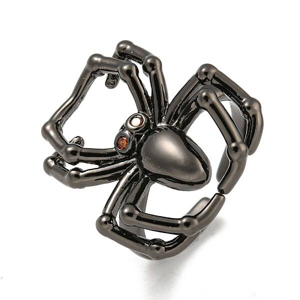 Rack Plating Brass Micro Pave Cubic Zirconia Spider Open Cuff Rings for Women